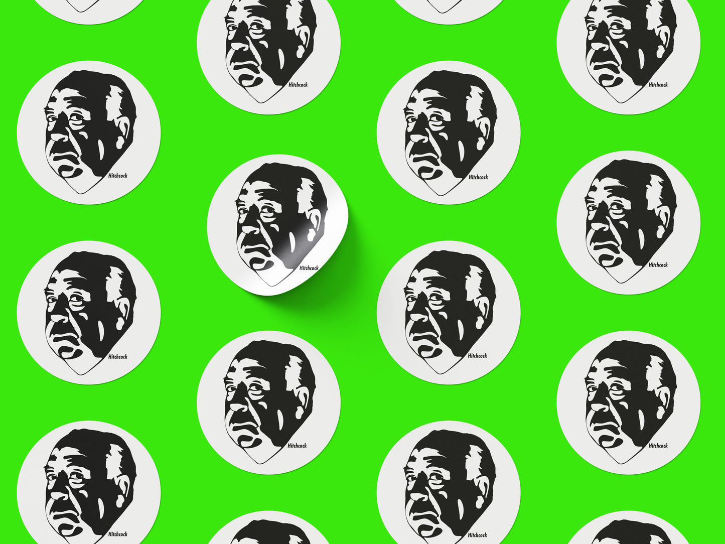 Alfred Hitchcock Round Sticker
